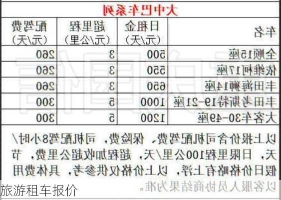 旅游租车报价